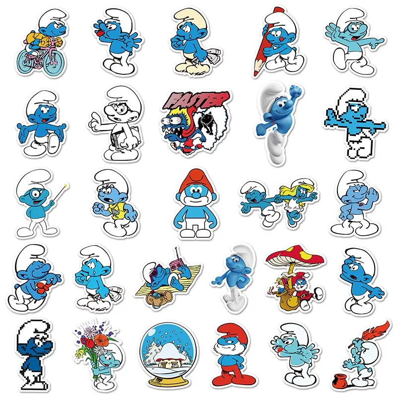 52pcs Disney Cute Cartoon The Smurfs Stickers Kawaii Decals Kid Toy DIY ...
