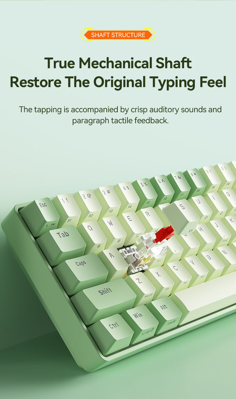 BOW G62D Wireless Bluetooth White Mechanical Keyboard Green Anti ...