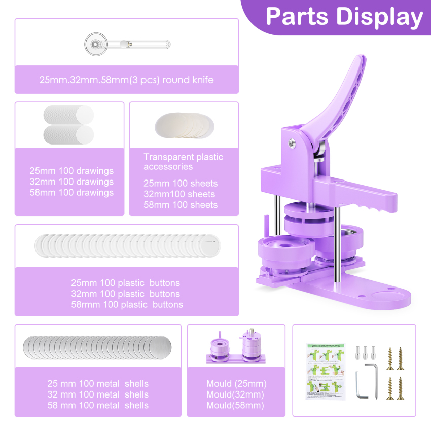 【Local Warehouse+COD】1 Set Button Badge Maker Machine, Different Size ...