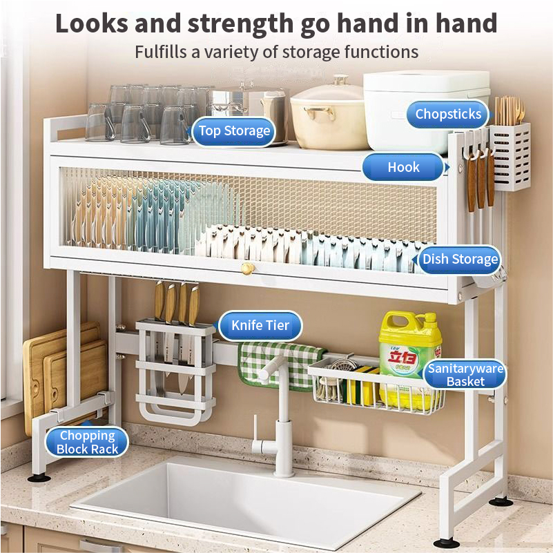 Dish Cabinet Dish Rack With Cover Plate Organizer Kitchen Organizer ...