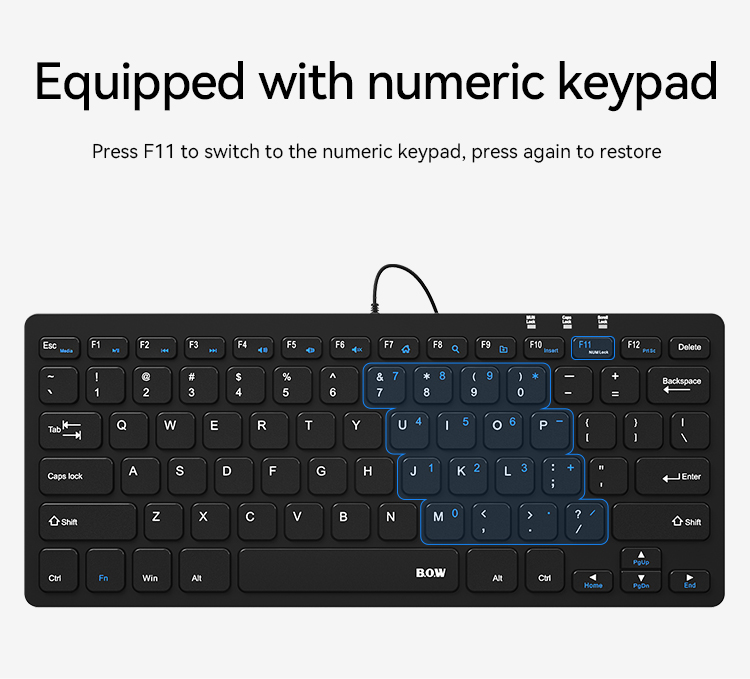 BOW Ultra-thin Wired Keyboard HW098A White Black Grey Ergonomic Scissor ...