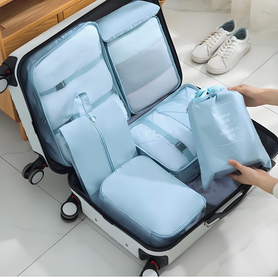 ABC MAISON 7 Pcs Travel Organizer Waterproof Luggage Organizer Portable ...