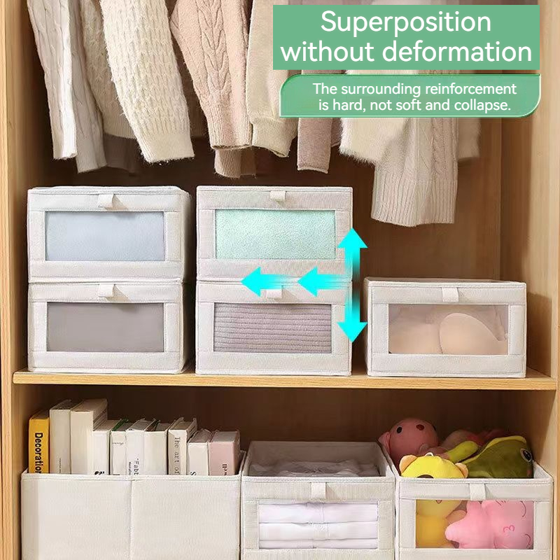Transparent visual windowFoldable Storage Basket Clothes Toy Storage ...