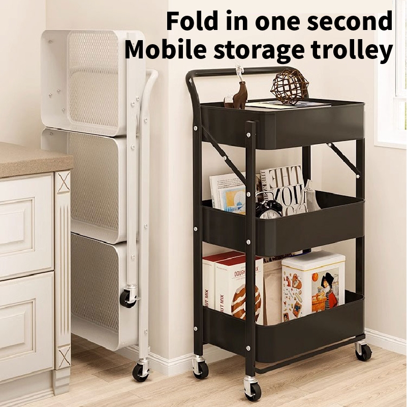 Foldable Moving Rack Kitchen Storage Shelf Cabinets Living Room ...