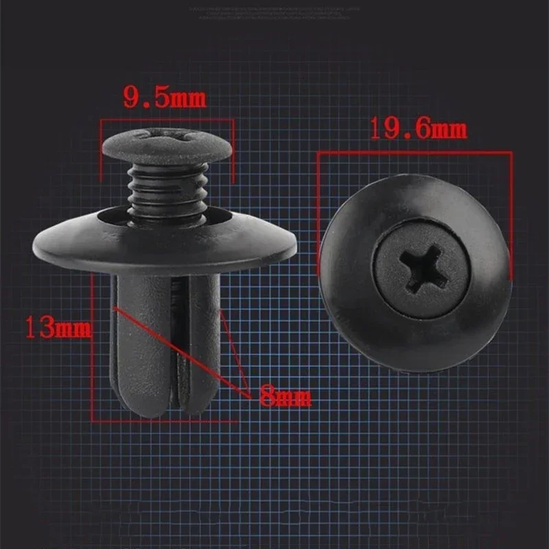 20/40pcs 8mm Plastic Rivets Fastener Car Bumper Fender Trim Panel ...