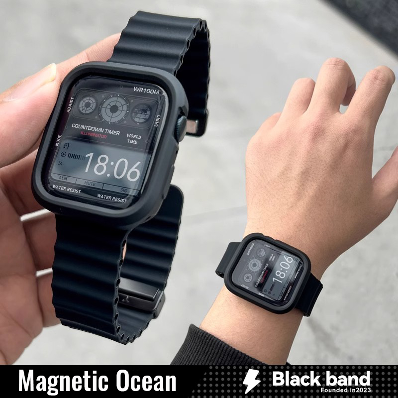 Magnetic Silicone Ocean Band for iWatch Series10 46mm 42mm Ultra