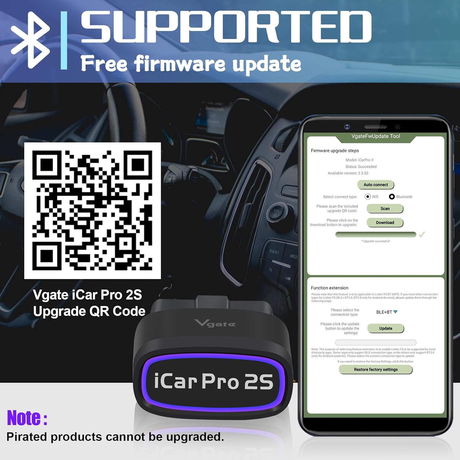 Vgate iCar Pro 2S Bluetooth 5.2 OBD2 Car Scan Tool for iPhone, Android
