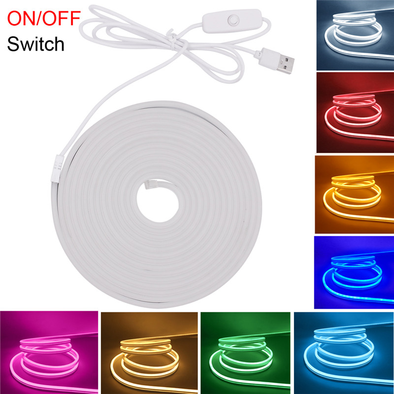 5V USB LED Neon Strip Light with On/Off Switch Waterproof Flexible ...