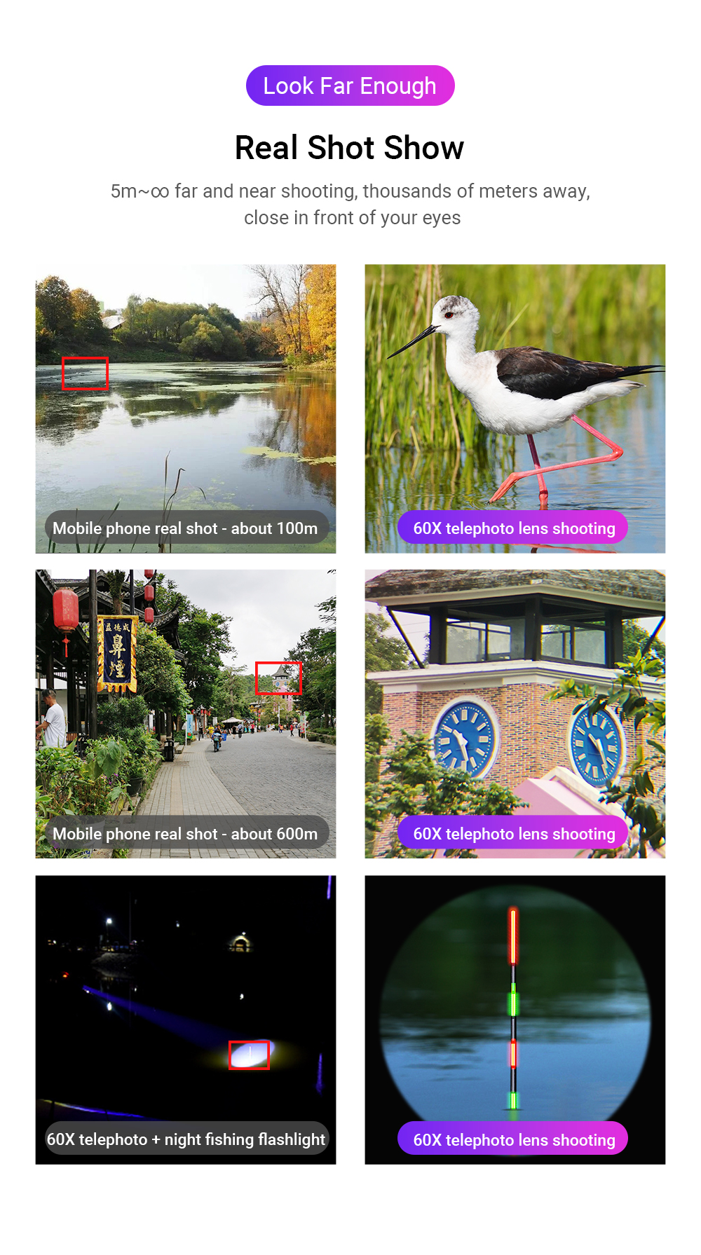 APEXEL HD Professional 60X Monocular Telescope Larger Magnification