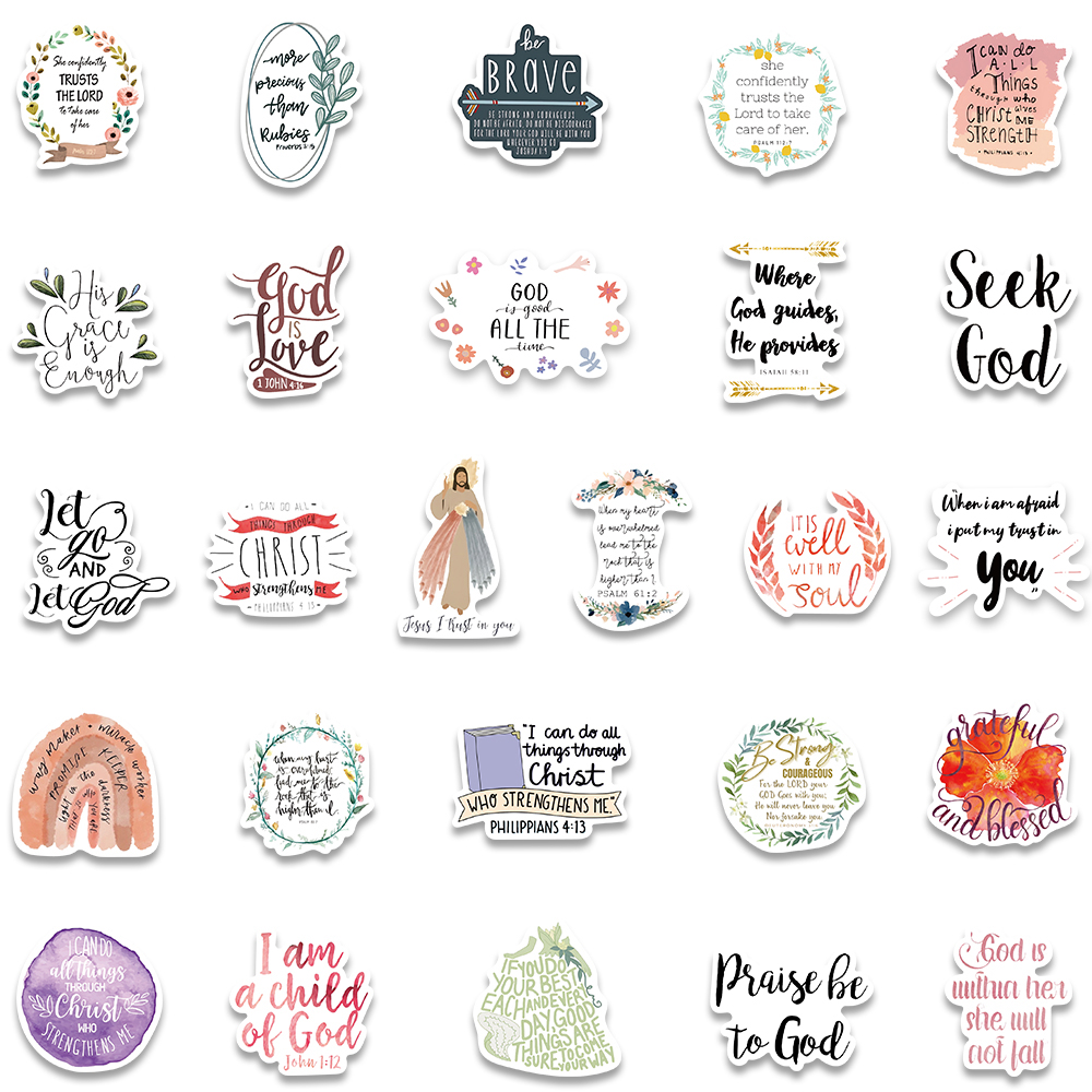 52pcs Cartoon English Phrases Stickers Skateboard Suitcase Graffiti ...
