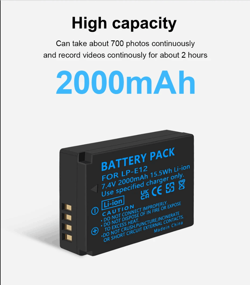 Canon LP-E12 Battery For M50 DSLR Camera : Camera & Gadget - View #2