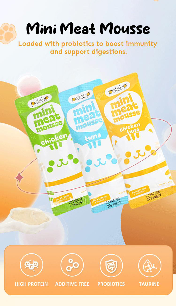 Petsup 6Pcs/Pack Cat Wet Food Mini Meat Mousse Kitten Food
