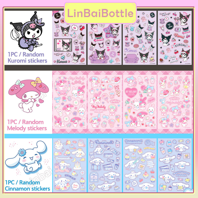 1PC Random Kuromi / Melody / Cinnamoroll Sticker Kids Cartoon Cute ...