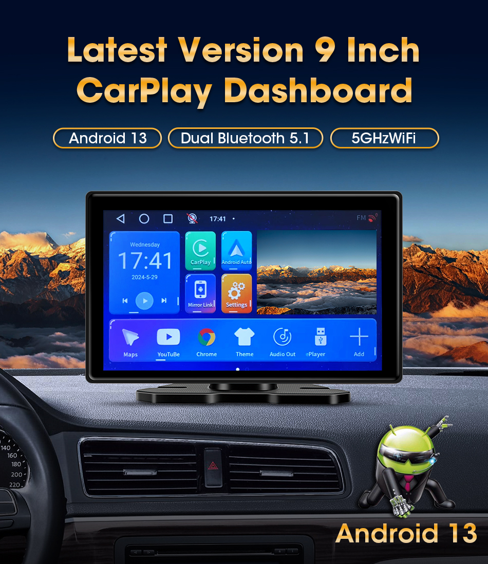 Jansite 9 inch Car DVR Driving Recorder 2+32GB Android System Carplay