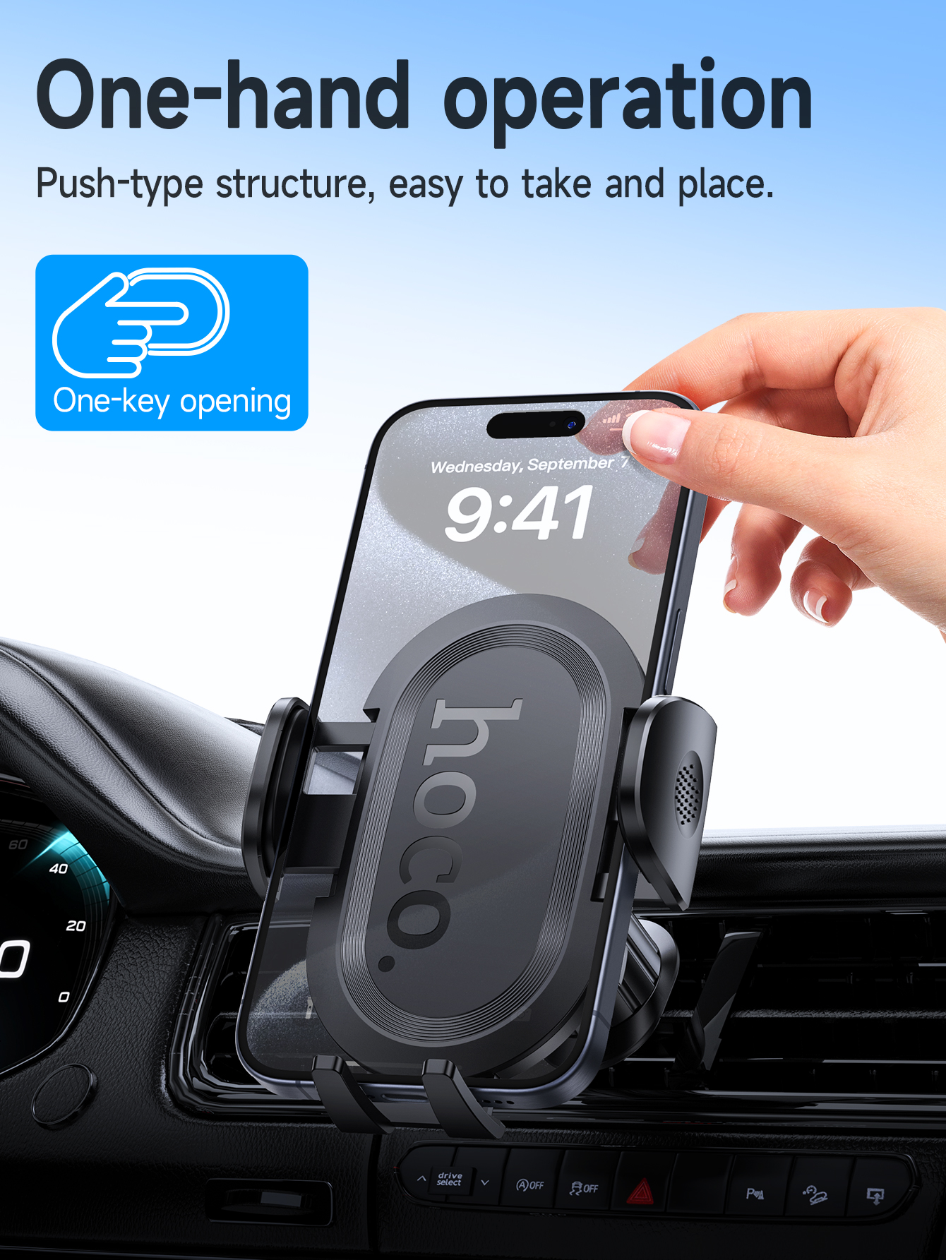 Smartphone Holder Car Phone Holders HOCO H53 Ultra-thin Push-type