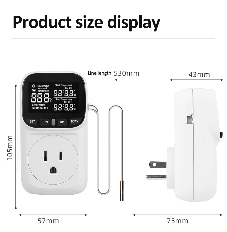 EU/US Plug Digital Temperature Controller Socket Thermostat LCD Display ...
