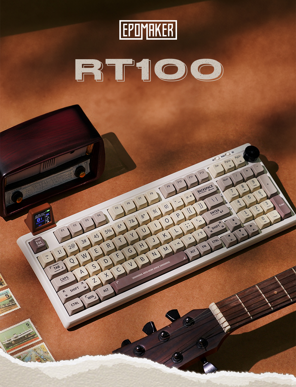 EPOMAKER RT100 Retro Mechanical Keyboard with Knob and Mini Display ...