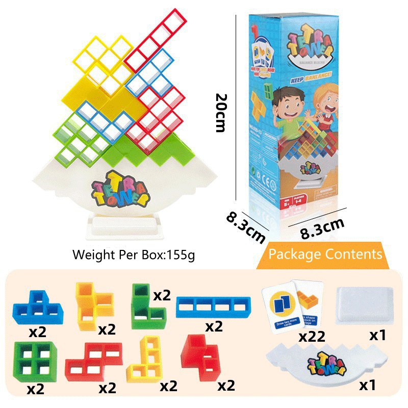 16pcs Tetra Tower Balance Stacking Blocks Game Building Blocks Toy for ...