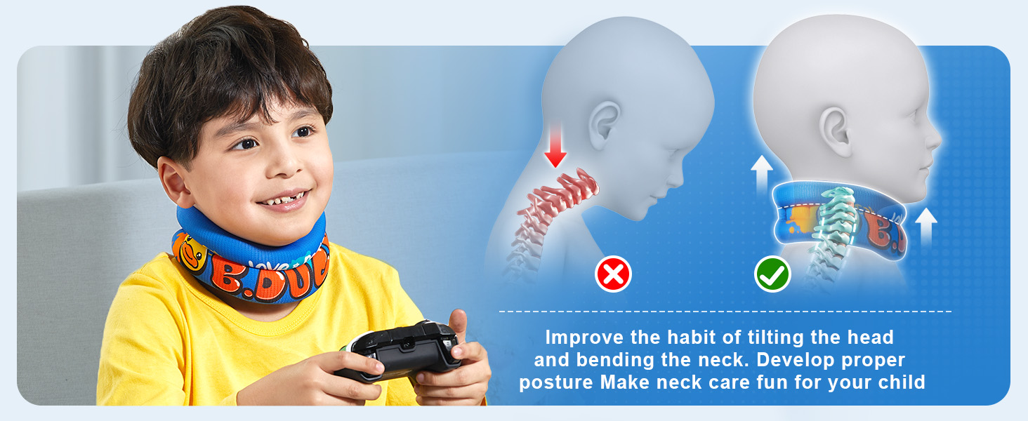VELPEAU Kids Soft Neck Collar Brace for Posture- Cute B.Duck Foam ...