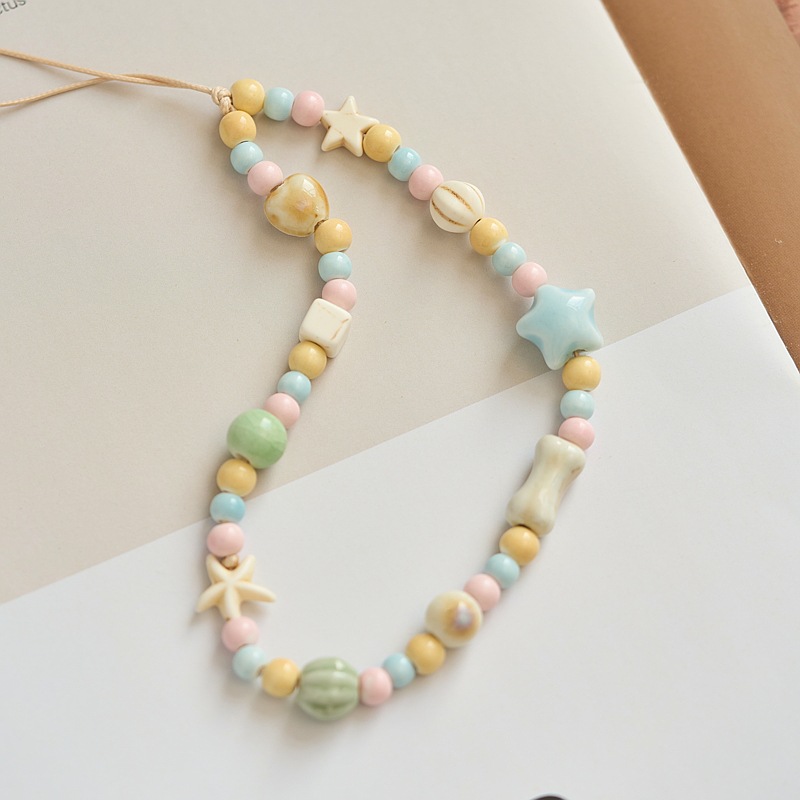 Dopamine Color Ceramic Mobile Phone Chain Cartoon Bear Shells Design ...