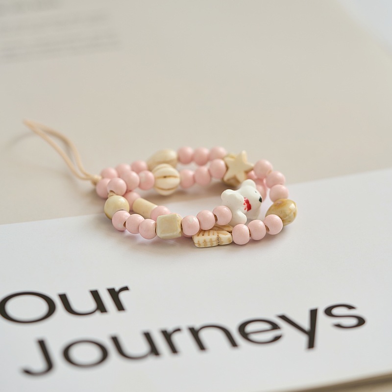 Dopamine Color Ceramic Mobile Phone Chain Cartoon Bear Shells Design ...