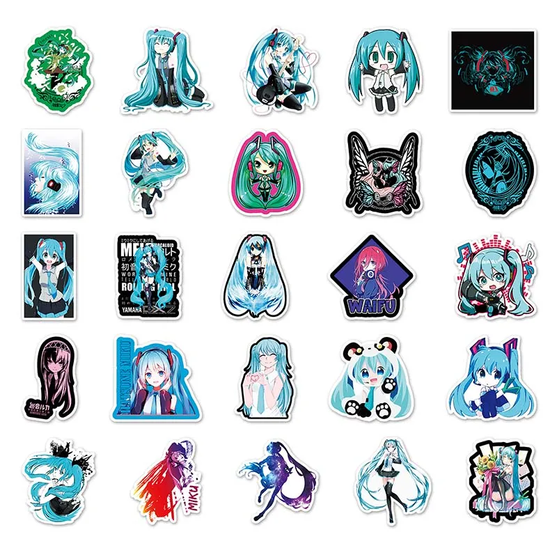 50pcs Hatsune Miku Stickers DIY Guitar Skateboard Waterproof Phone Case ...