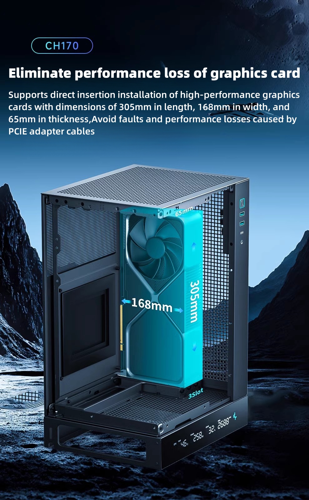 Deepcool CH170 DIGITAL computer ITX small case display screen 240 water ...
