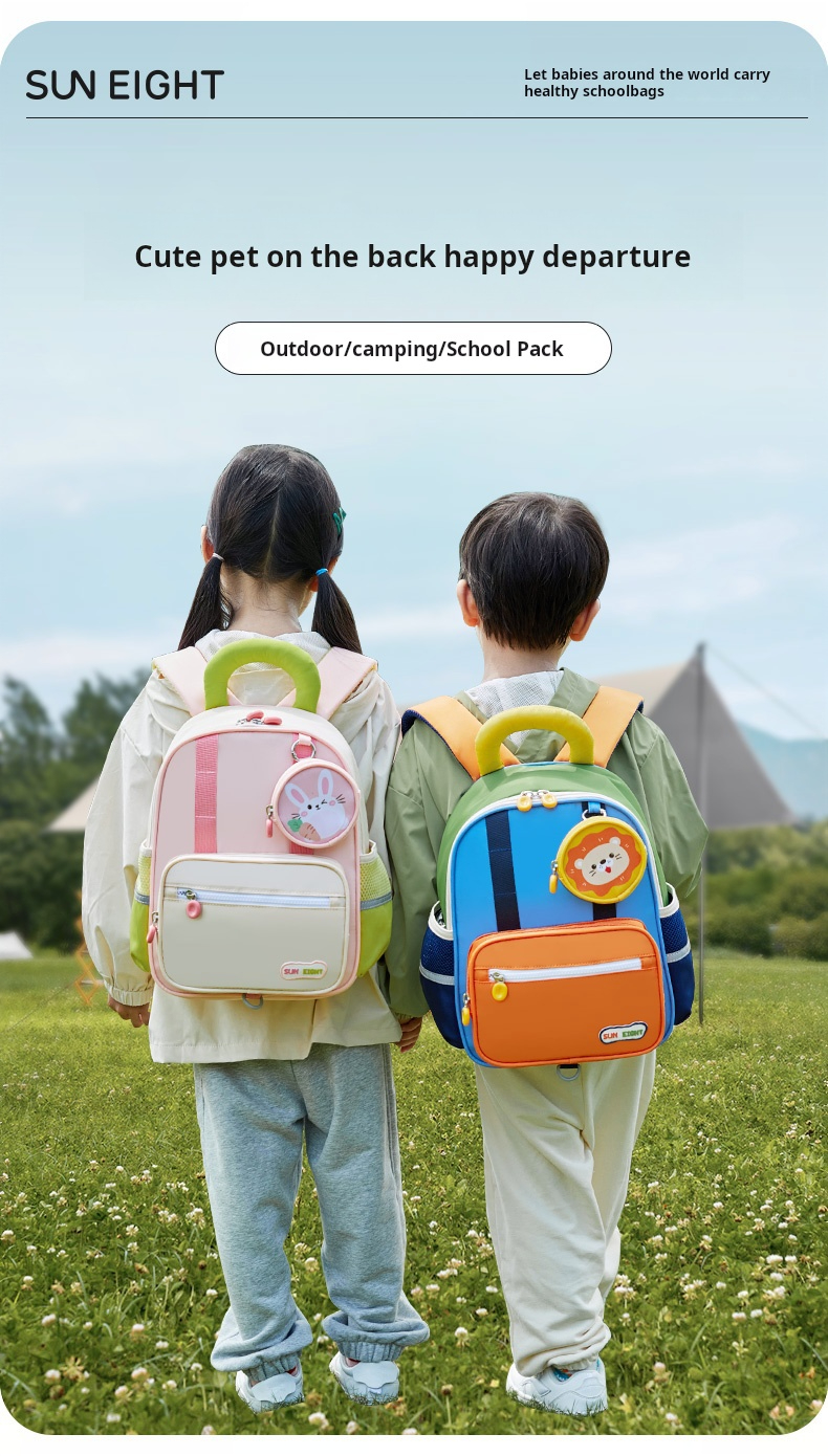 Sun Eight Kids School Backpack with Animal Pendant Waterproof ...