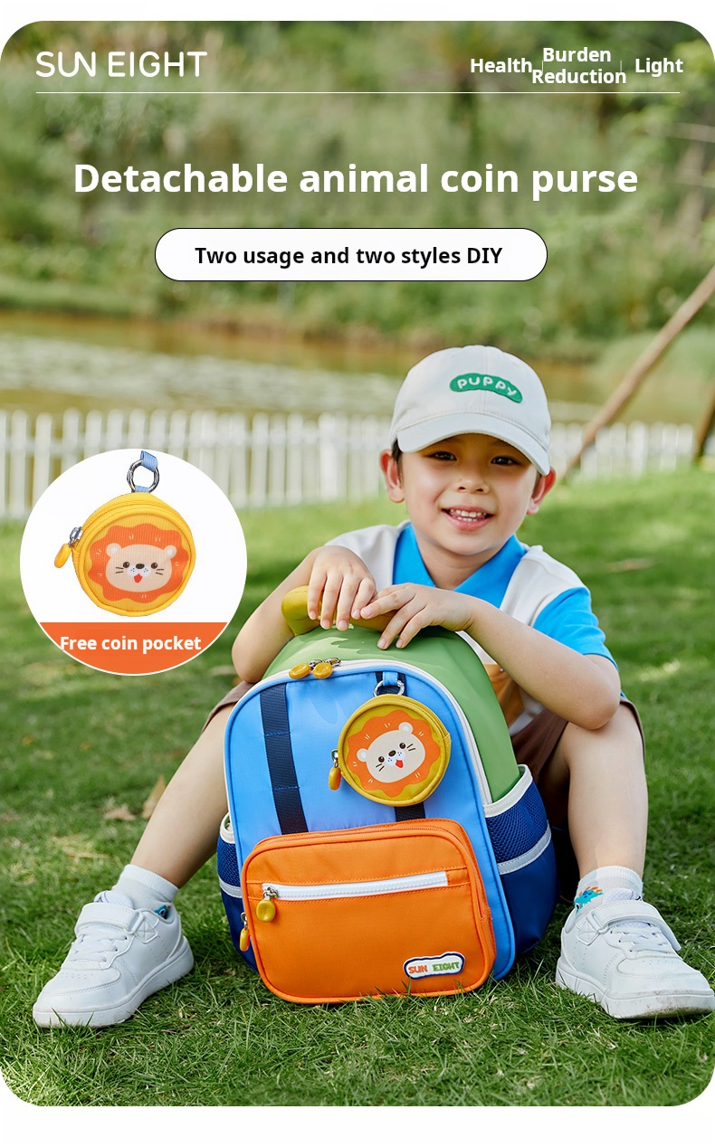 Sun Eight Kids School Backpack with Animal Pendant Waterproof ...