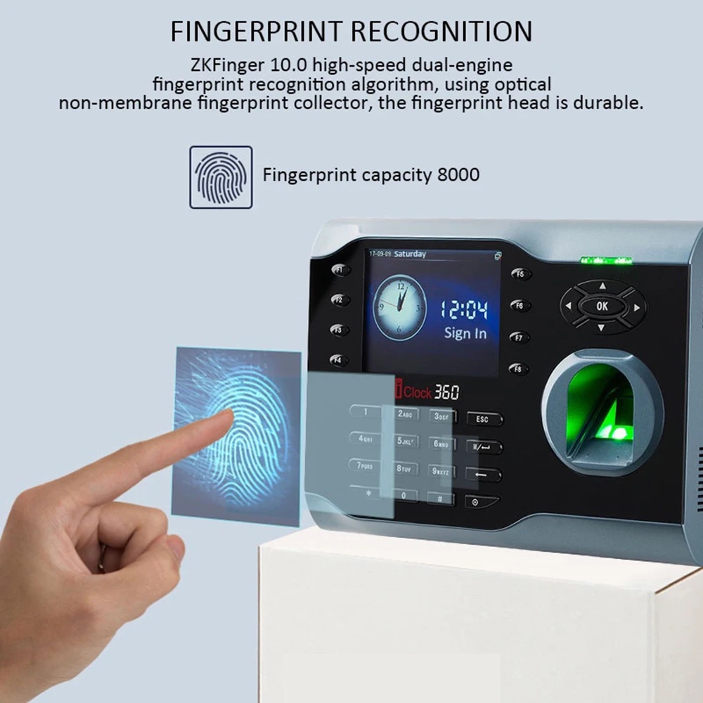 USB TCP/IP Iclock360 RFID Card Biometric Fingerprint Recognition Time ...
