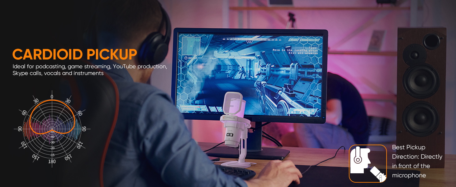 Comica EJoy Uni Pro Wireless USB Microphone with USBC Receiver,RGB