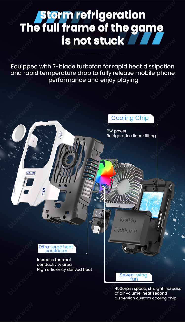 BlueWow X136 Large Battery 2500Mah Extreme Reverse Cooling Large Area ...