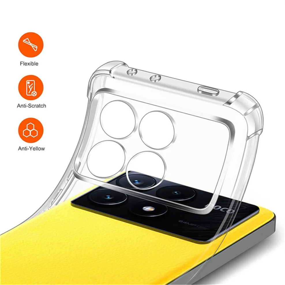 Transparent Phone Case for Xiaomi POCO F6 F5 F4 F3 X6 X5 X4 X3 GT M6 M4 ...