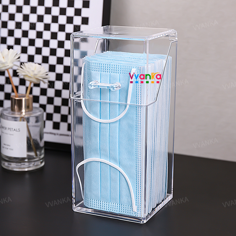 From PH Face Mask Dispenser Acrylic Masks Storage Box Tabletop Holder ...