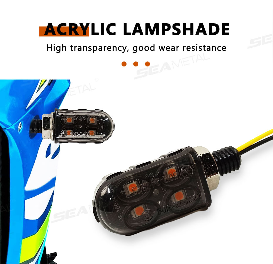 SEAMETAL 4 LED Motorcycle Turn Signal Light HD Brightness Universal ...