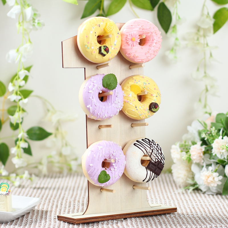 Nmuber 1-3 Donut Stand DIY Wooden Dount Display Stand Sweet Doughnut ...