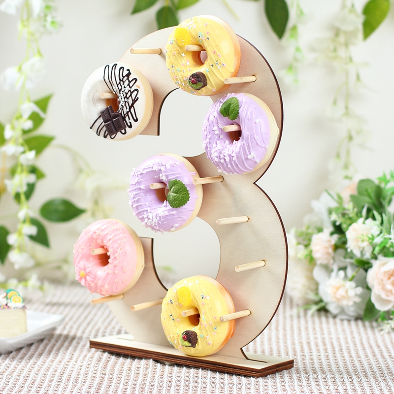 Nmuber 1-3 Donut Stand DIY Wooden Dount Display Stand Sweet Doughnut ...