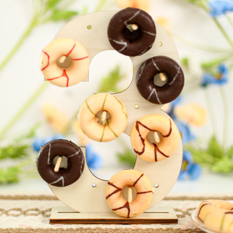 Nmuber 1-3 Donut Stand DIY Wooden Dount Display Stand Sweet Doughnut ...