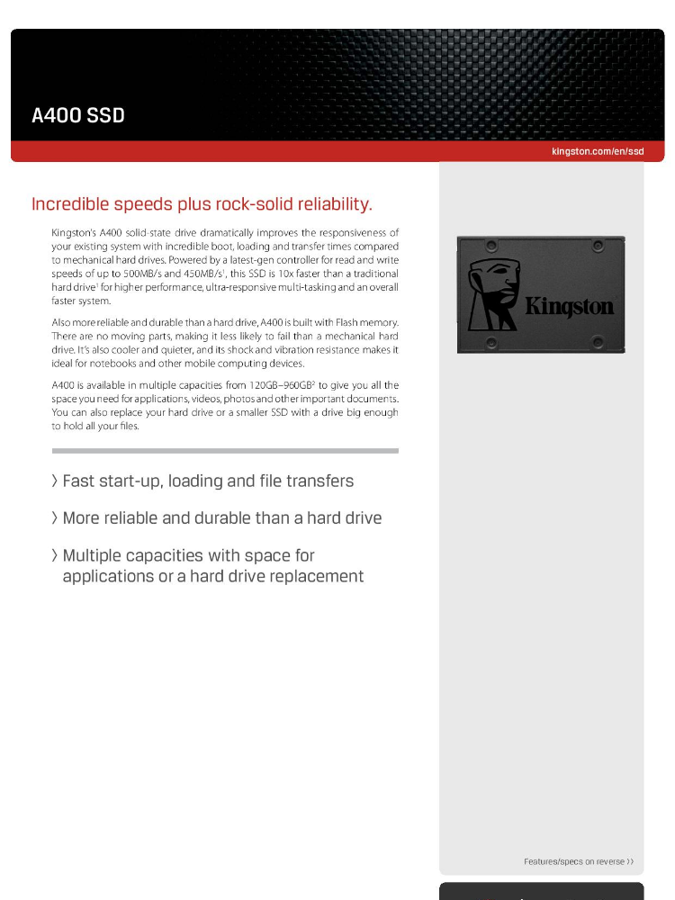 Kingston ssd A400 480GB 512GB 960GB SSD SATA3 2.5 (SA400S37/480G/512GB