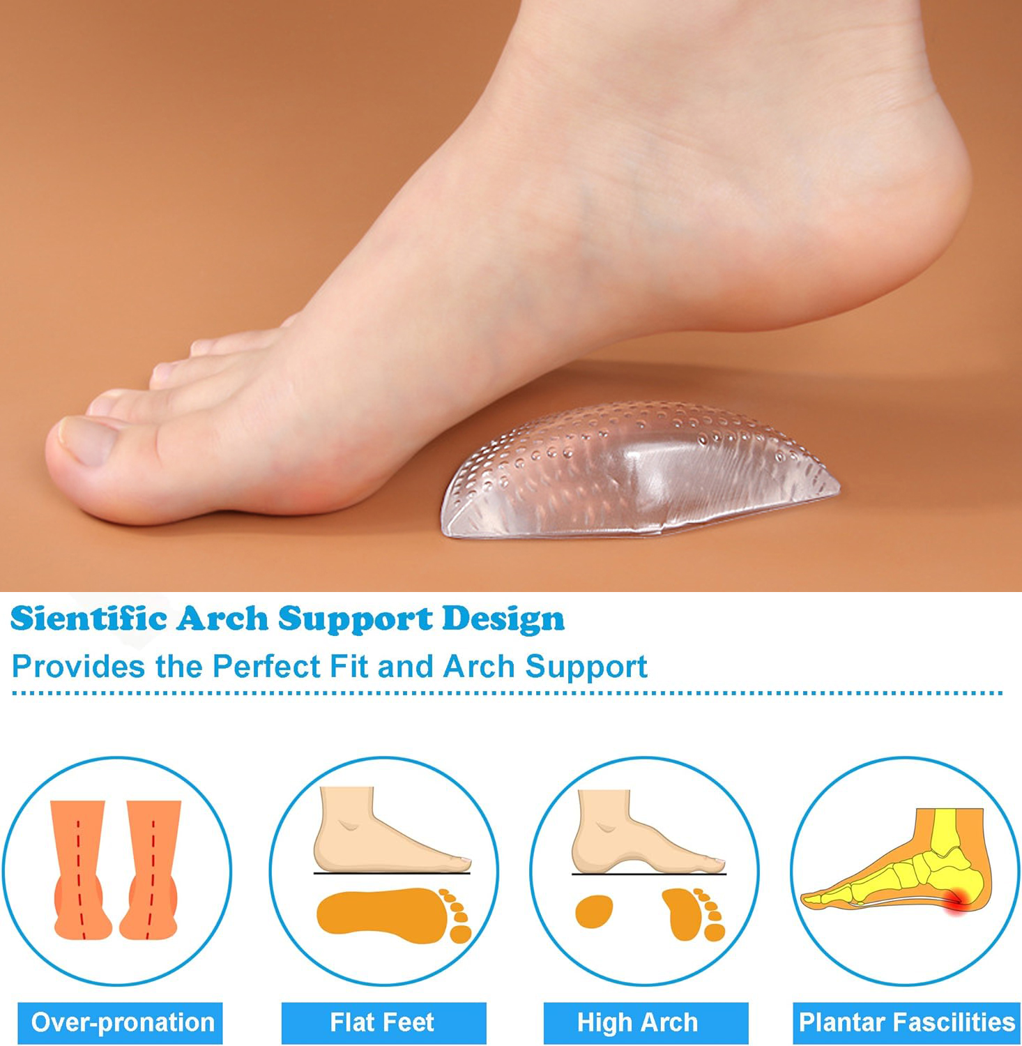 Reusable Gel Arch Supports for Men and Women - Insoles for Flat Feet ...