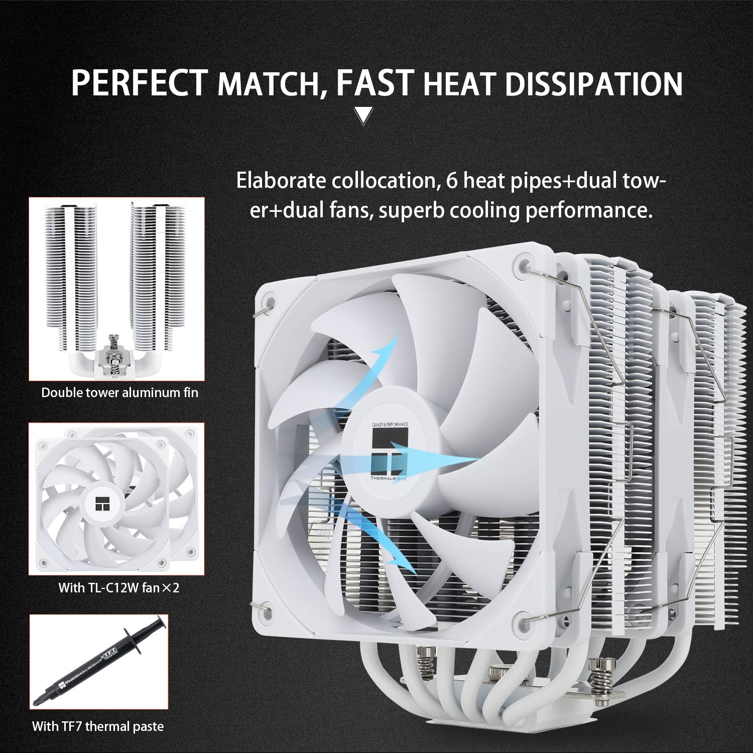 Thermalright PA120 White CPU Air Cooler 6 Heat Pipes Cooling Radiator ...