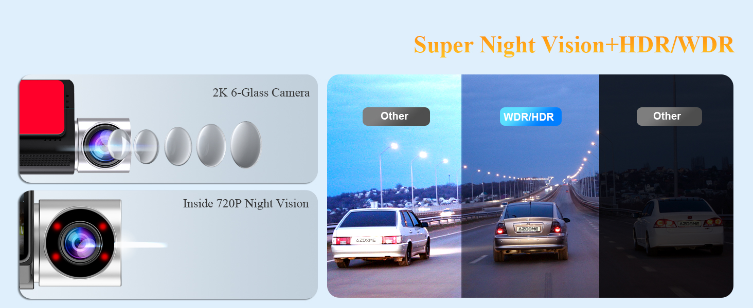 3 channels 2K Car Camera Wifi Gps ADAS dash cam Asawin 2.45