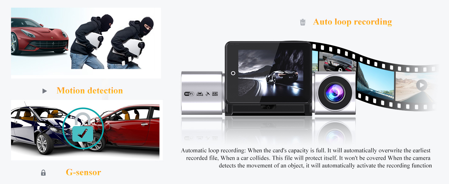 3 channels 2K Car Camera Wifi Gps ADAS dash cam Asawin 2.45