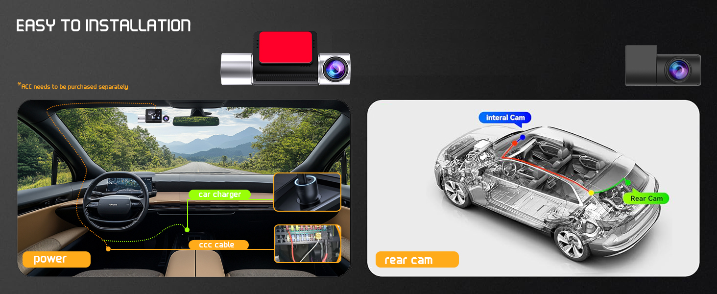 3 channels 2K Car Camera Wifi Gps ADAS dash cam Asawin 2.45