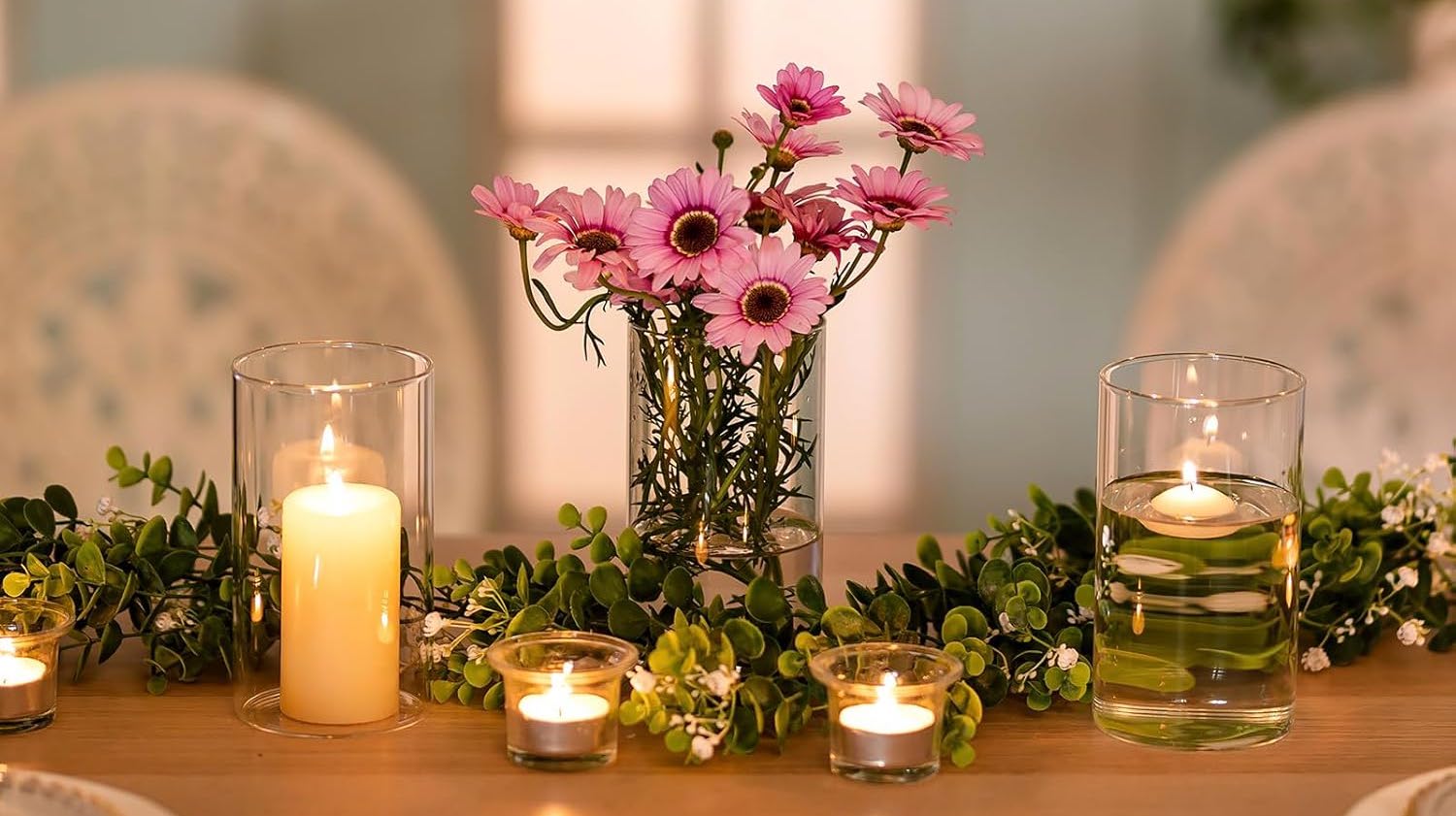 Hurricane Glass Cylinder Vases Flower Vases Glass Candle Holder for ...