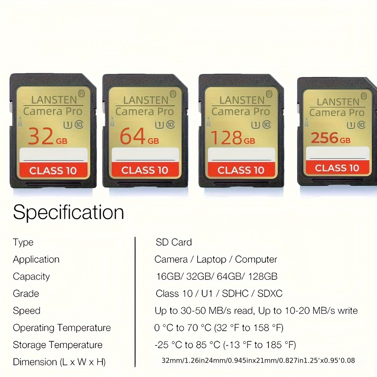 LansTen High Speed 128GB 64GB 50GB 32GB 16GB Memory Card Classe 10 3D