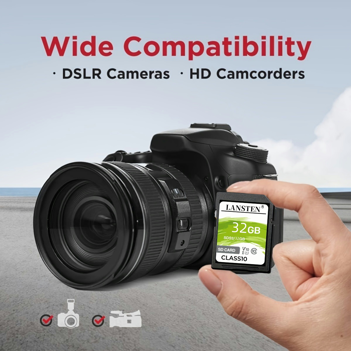 LansTen High Speed 128GB 64GB 32GB 16GB Memory Card Classe 10 3D 4K V30