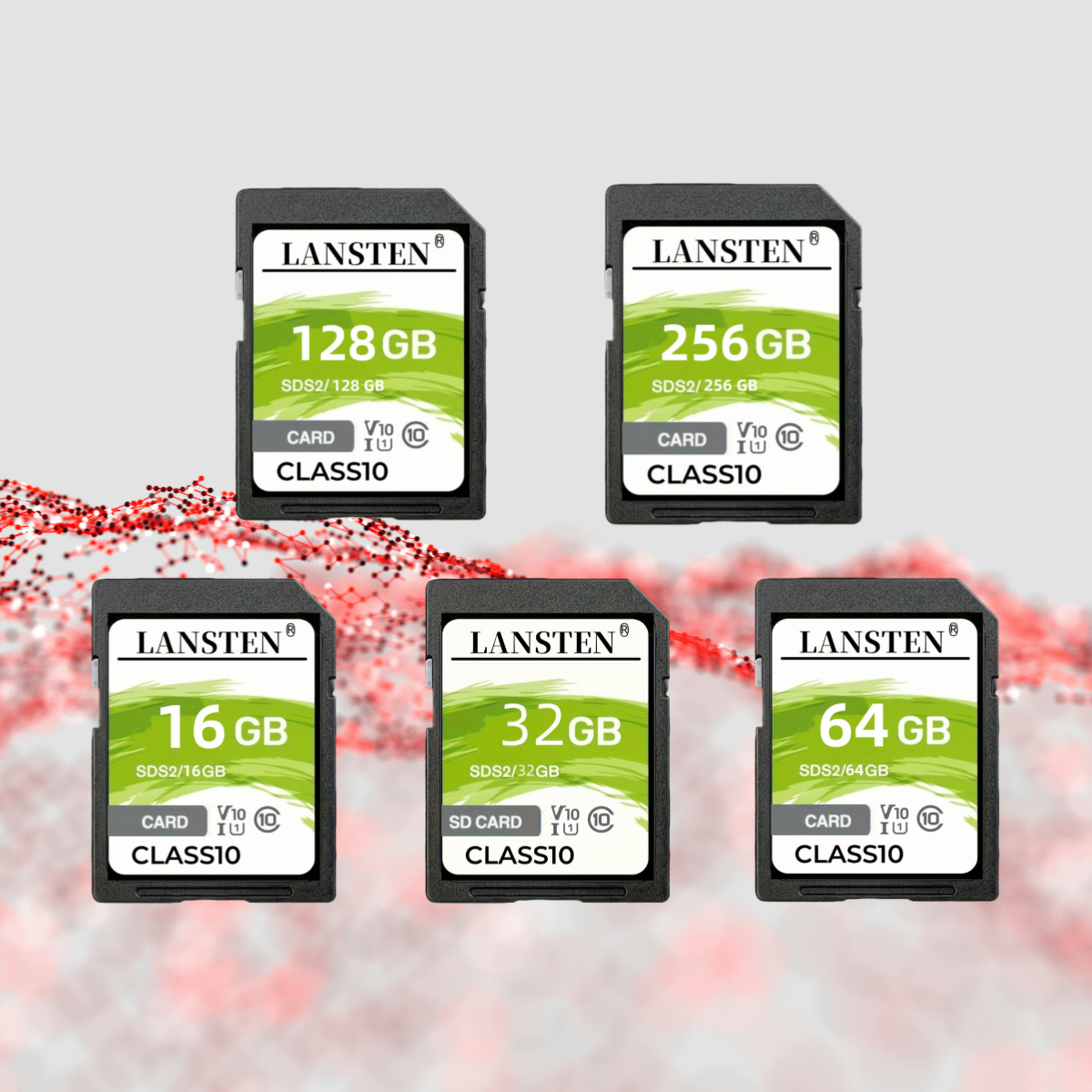 LansTen High Speed 128GB 64GB 32GB 16GB Memory Card Classe 10 3D 4K V30