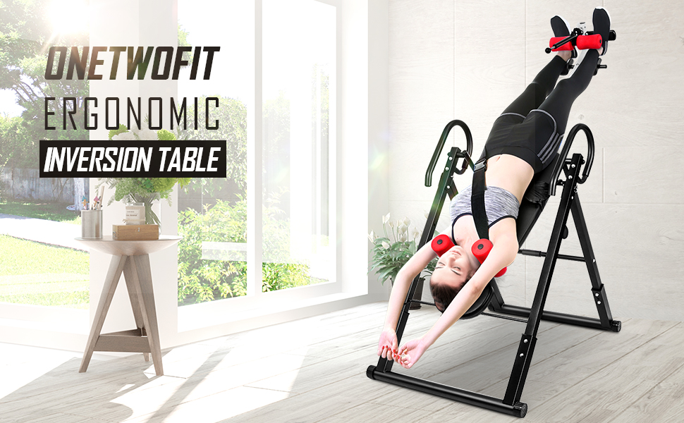 OneTwoFit Heavy Duty Handstand Machine Gravity Inversion Table Foldable ...