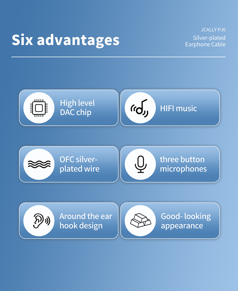 JCALLY PJ6 DAC headphone upgrade cable TYPEC oxygen free copper silver